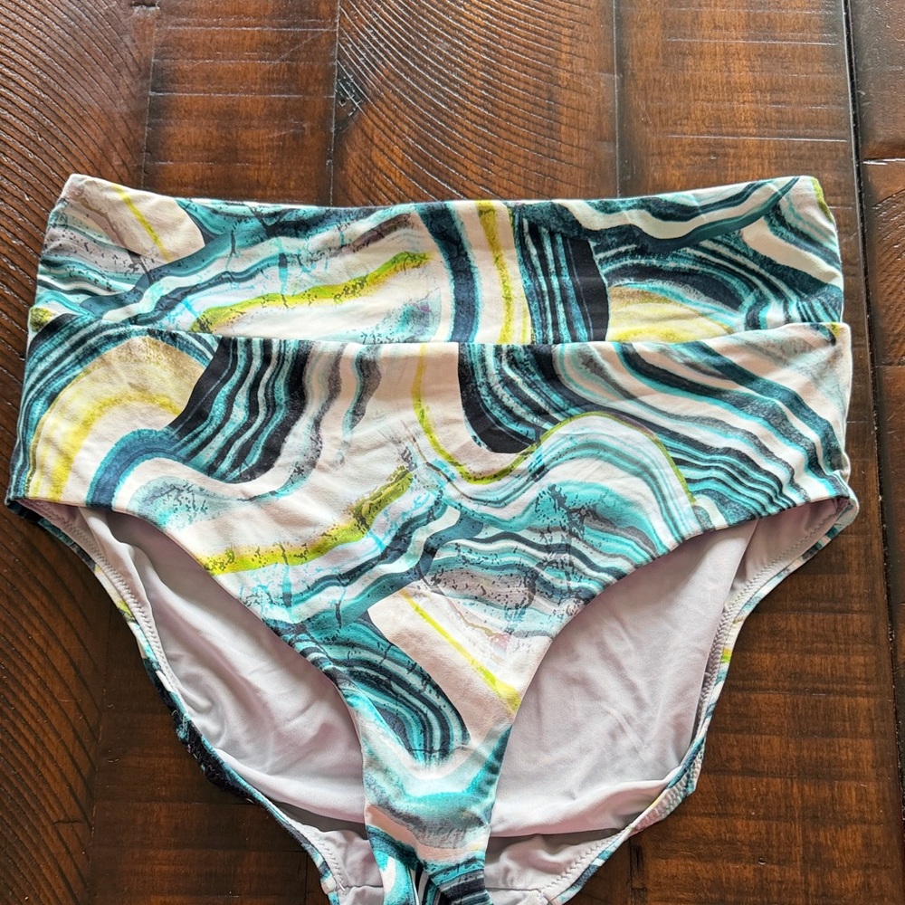 CALIA by Carrie Underwood Teal, Yellow, Black Swimsuit Bottoms